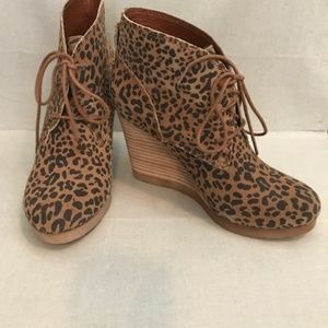 Lucky Brand tall wedge leopard booties